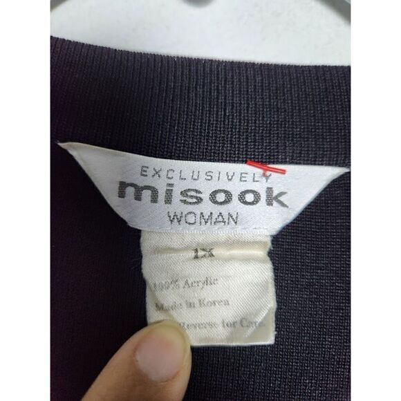 Exclusively Misook Women Black Knit Open Front Cardigan Jacket Size 1X - Picture 6 of 10